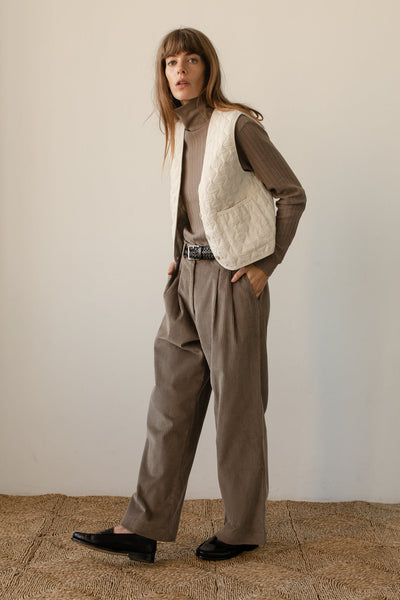 Cord Pleated Trouser