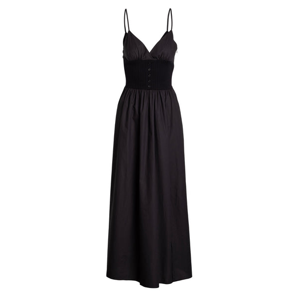Cotton Cashmere Full Length Hybrid Dress Black