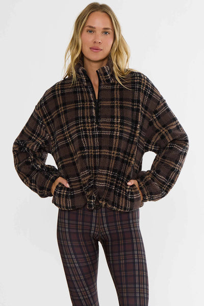 Leona Sherpa Jacket - Chocolate Bar Plaid