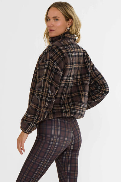 Leona Sherpa Jacket - Chocolate Bar Plaid