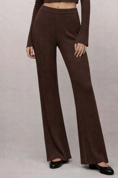 Variegated Rib Wide Leg Pant - Espresso