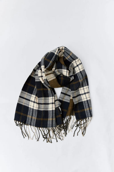 Reversible Plaid Scarf - Navy Combo