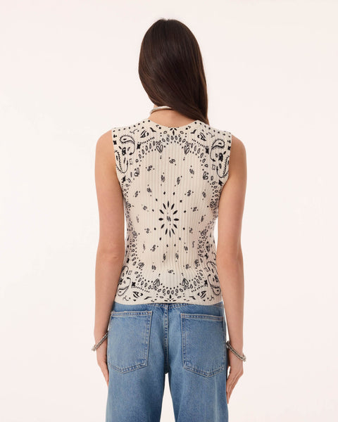 Ribbi Cashmere Bandana Tank Blanc
