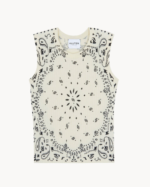 Ribbi Cashmere Bandana Tank Blanc