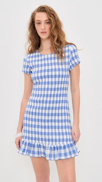 June Mini Dress Blue Gingham
