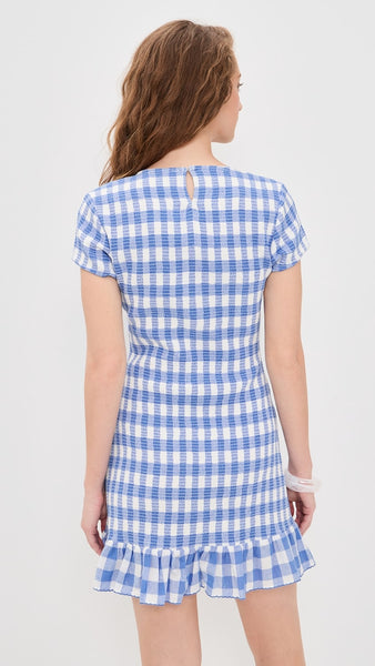 June Mini Dress Blue Gingham