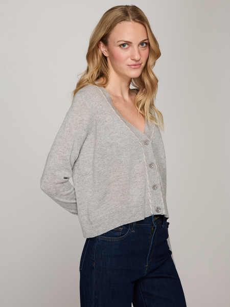 V Neck Cardigan w/ Tubular Lacing