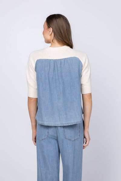 Denim Elbow Sleeve Sweater