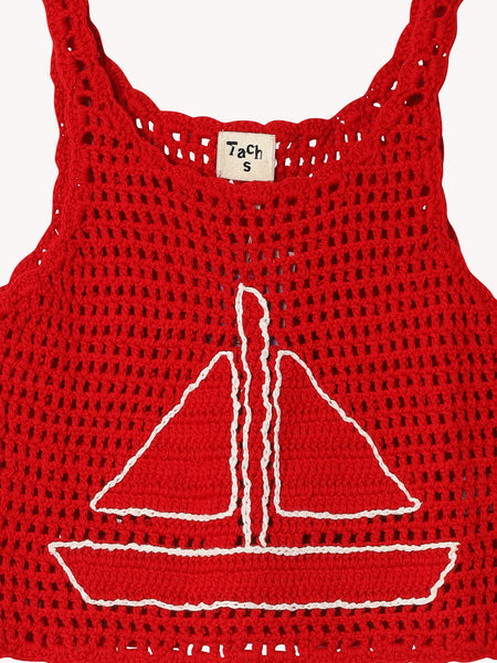 Sailboat Onda Crochet Red top