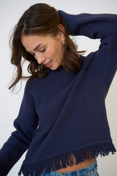 Elyse Seed Stitch Sweater Navy