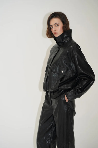 Mercer Faux Leather Bomber Jacket