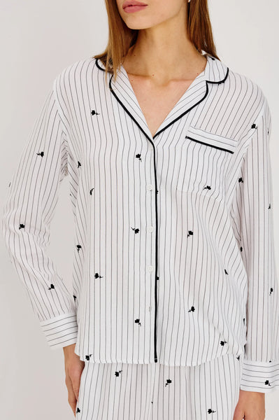 Luna Pajama Set - Striped Onyx Floral