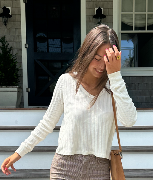 Vneck LS Tee- Macadamia