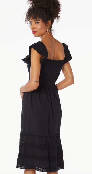 Off Shoulder Midi Trim Dress