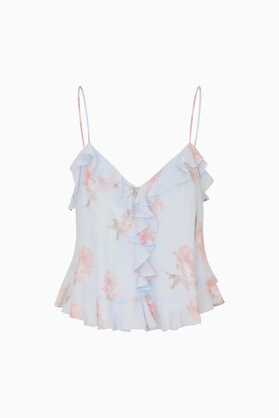 Tal Floral Chiffon Ruffle Top