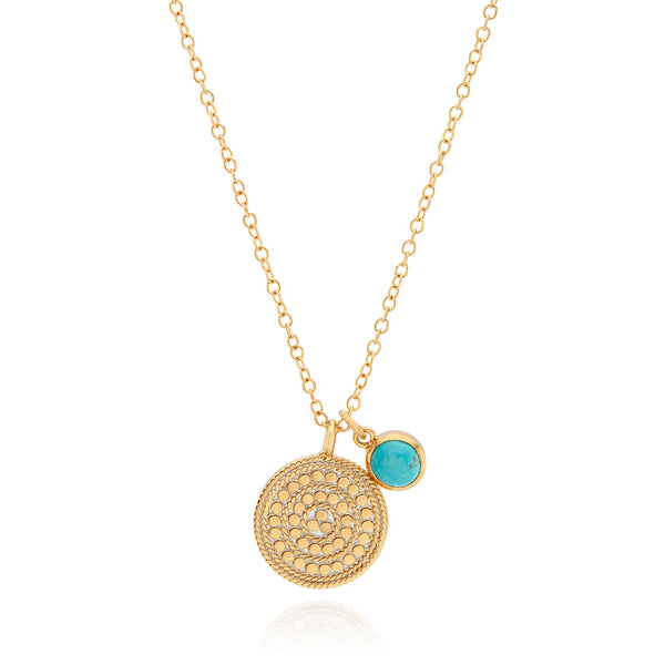 Turquoise Smooth Rim Charm Charity Necklace