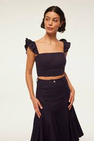 Janet Skirt Navy Linen