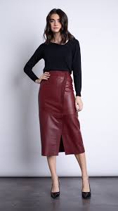 Romina Leather Midi Skirt