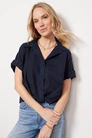 Voile Dolman Shirt Navy