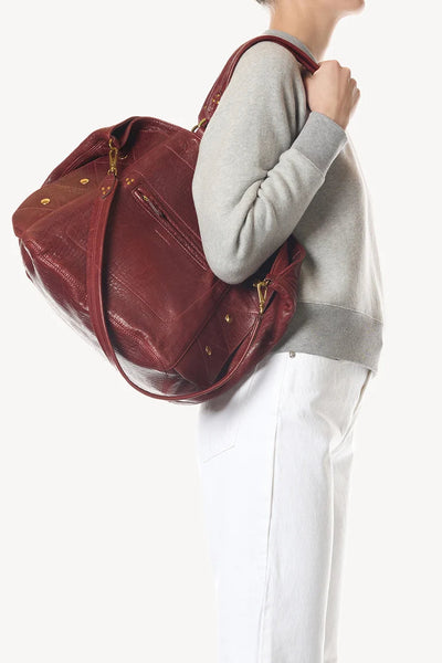 Roger Tote Bag - Bubble Burgundy Lambskin
