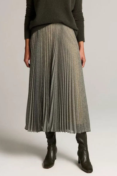 Sheer Houndstooth Pleated Pull-On Skirt