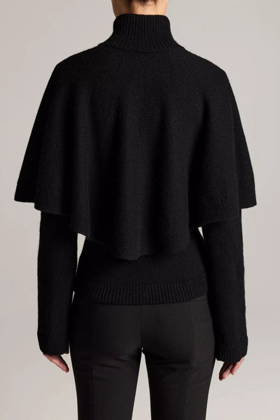 Wool-Blend Turtleneck Cape Cardigan