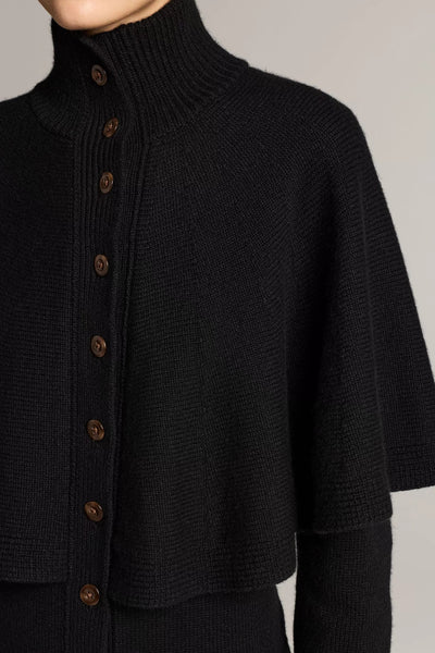Wool-Blend Turtleneck Cape Cardigan