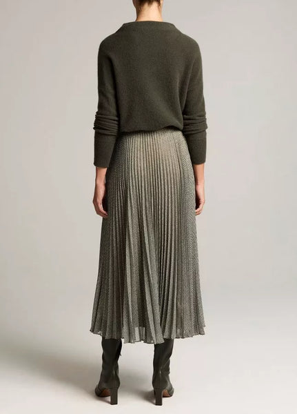 Sheer Houndstooth Pleated Pull-On Skirt