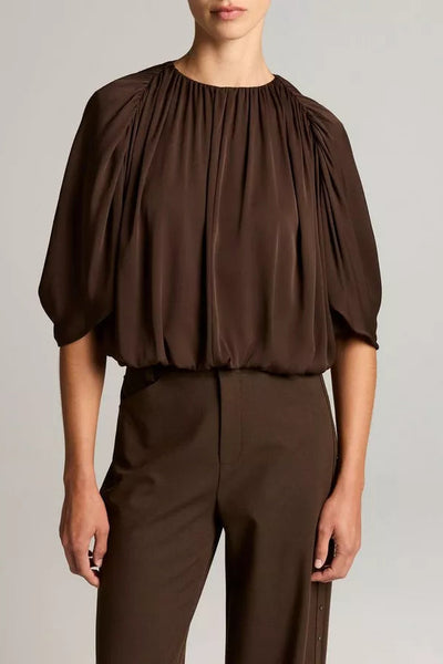 Gathered Cape Bubble Blouse