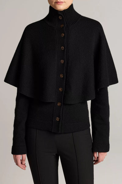 Wool-Blend Turtleneck Cape Cardigan