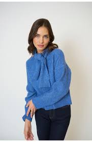 Rayna Scarf Neck Waffle Stitch Sweater CPW