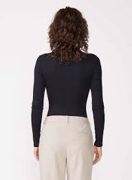 Rib Mock Neck Bodysuit Black