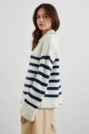 Athena Sweater Ivory Navy