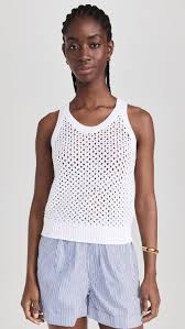 Mesh Stitch Tank Optic White
