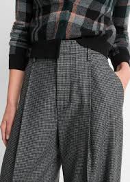 High Waisted Microcheck Trouser