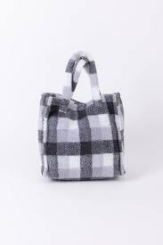 Teddy Tote Grey Check