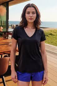 Supima Slub Jersey Short Sleeve V Neck