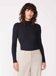 Rib Mock Neck Bodysuit Black