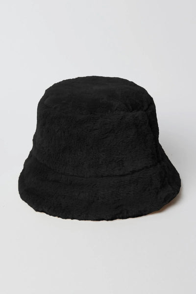 Plush Faux Fur Bucket - Black
