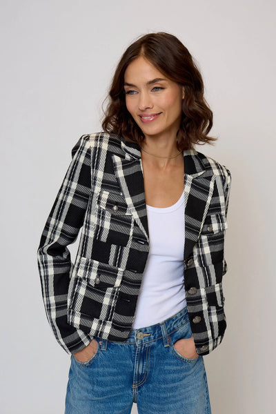 Olive Cropped Plaid Jacket CPW