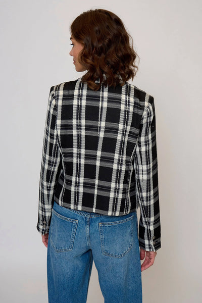 Olive Cropped Plaid Jacket CPW