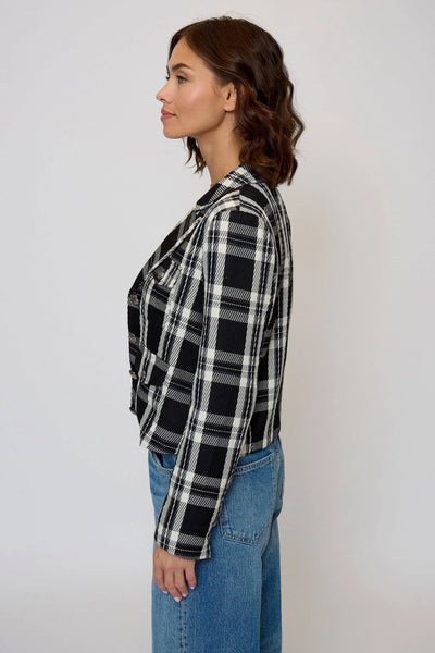 Olive Cropped Plaid Jacket CPW